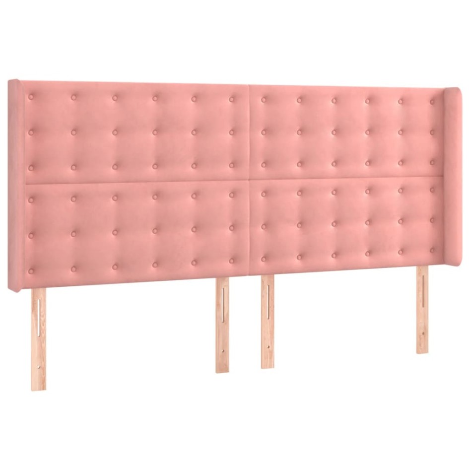 Cama box spring colchón y LED terciopelo rosa 180x200