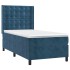 Cama box spring colchón y LED terciopelo azul oscuro 100x200