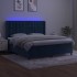 Cama box spring colchón y LED terciopelo azul oscuro 160x200