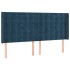 Cama box spring colchón y LED terciopelo azul oscuro 160x200