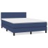 Cama box spring con colchón tela azul 140x190
