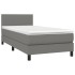 Cama box spring con colchón tela gris oscuro 100x200