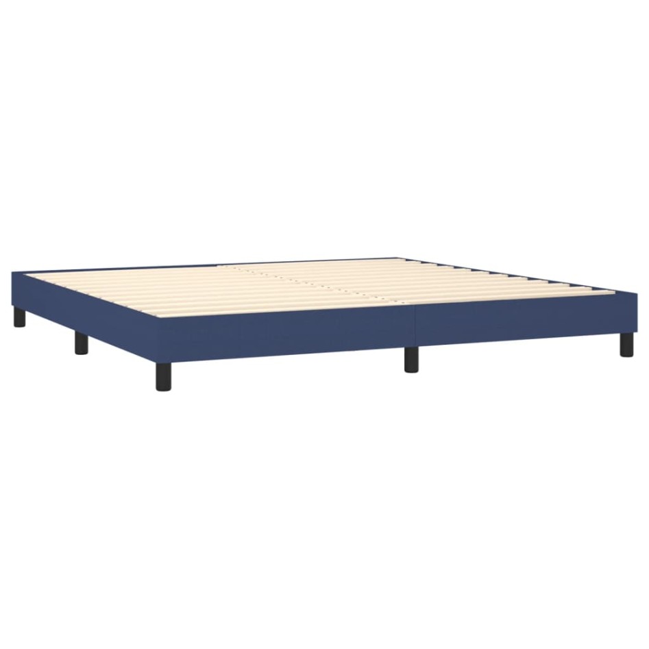 Cama box spring con colchón tela azul 200x200