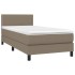 Cama box spring con colchón tela gris taupe 80x200