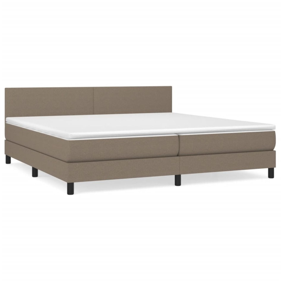 Cama box spring con colchón tela gris taupe 200x200