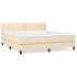 Cama box spring con colchón tela color crema 160x200