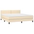 Cama box spring con colchón tela color crema 160x200