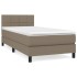 Cama box spring con colchón tela gris taupe 100x200