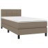 Cama box spring con colchón tela gris taupe 100x200