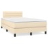 Cama box spring con colchón tela color crema 120x200