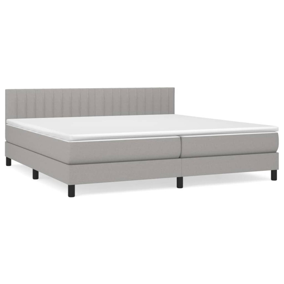 Cama box spring con colchón tela gris claro 200x200