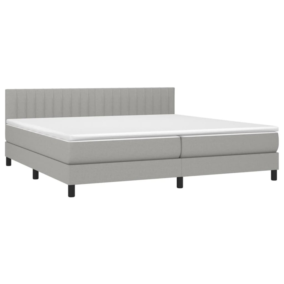 Cama box spring con colchón tela gris claro 200x200