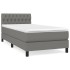 Cama box spring con colchón tela gris oscuro 100x200