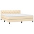 Cama box spring con colchón tela color crema 160x200