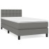 Cama box spring con colchón tela gris oscuro 90x200