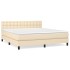 Cama box spring con colchón tela color crema 160x200