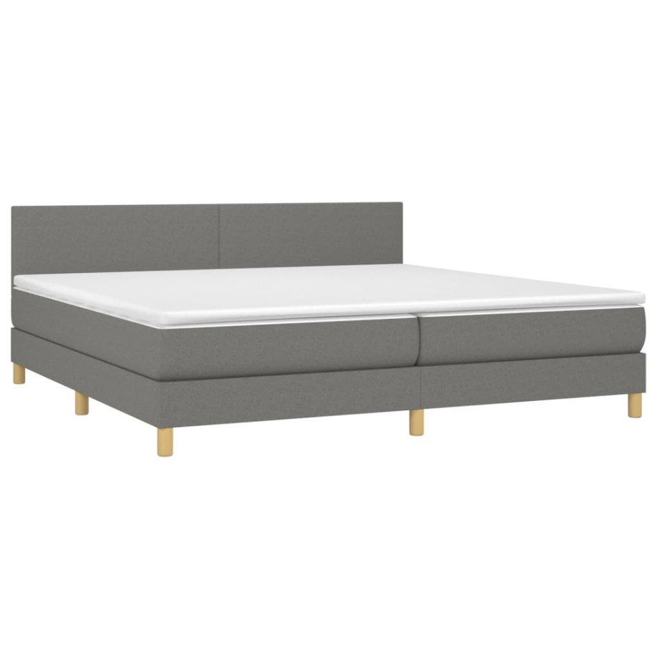 Cama box spring con colchón tela gris oscuro 200x200
