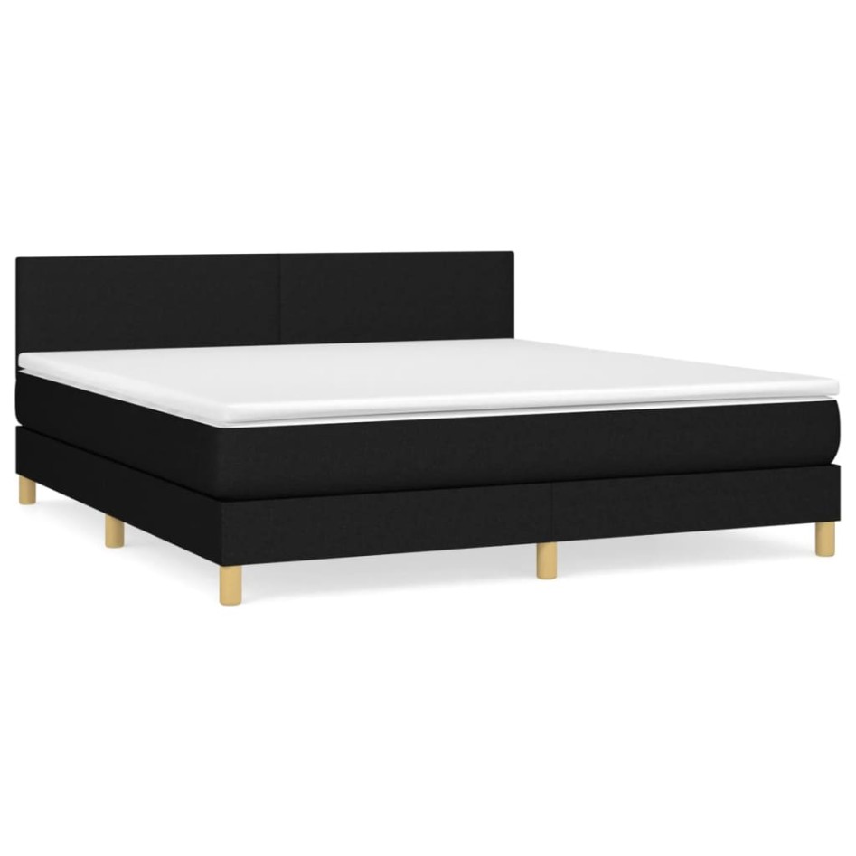 Cama box spring con colchón tela negro 180x200