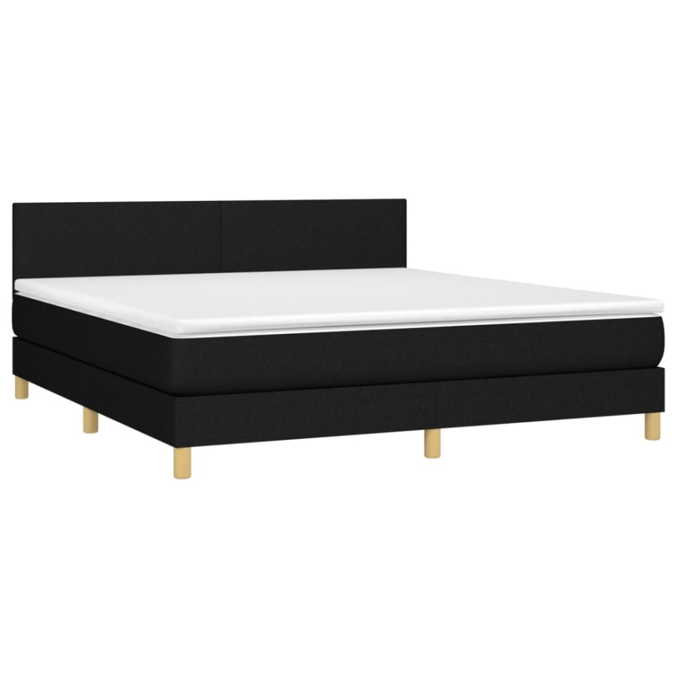 Cama box spring con colchón tela negro 180x200