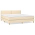 Cama box spring con colchón tela color crema 180x200