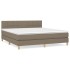 Cama box spring con colchón tela gris taupe 160x200