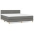 Cama box spring con colchón tela gris oscuro 180x200