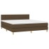 Cama box spring con colchón tela marrón oscuro 180x200