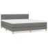 Cama box spring con colchón tela gris oscuro 160x200