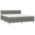 Cama box spring con colchón tela gris oscuro 160x200