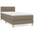 Cama box spring con colchón tela gris taupe 90x190