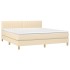 Cama box spring con colchón tela color crema 160x200