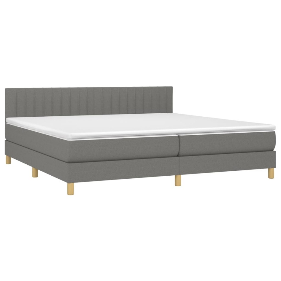 Cama box spring con colchón tela gris oscuro 200x200