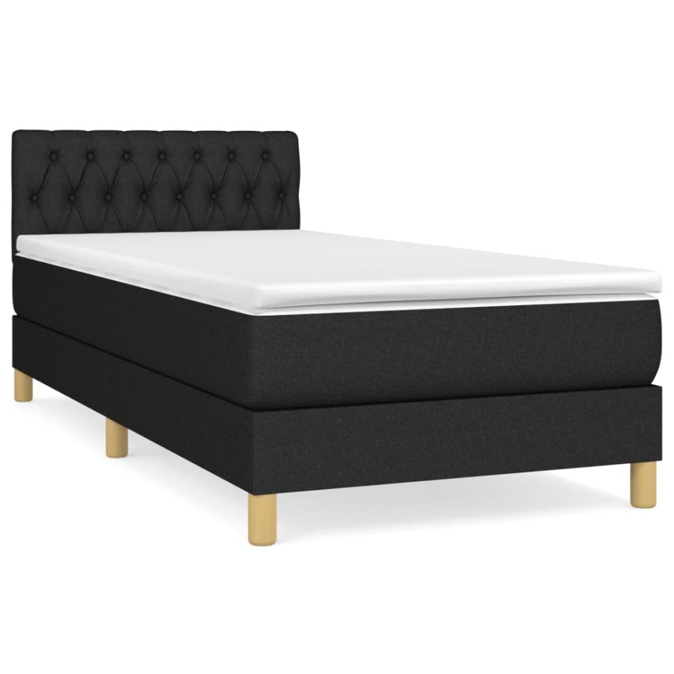 Cama box spring con colchón tela negro 100x200