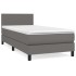 Cama box spring con colchón cuero sintético gris 100x200