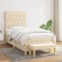 Cama box spring con colchón tela color crema 80x200
