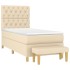 Cama box spring con colchón tela color crema 80x200