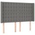 Cama box spring colchón y luces LED tela gris oscuro 140x200