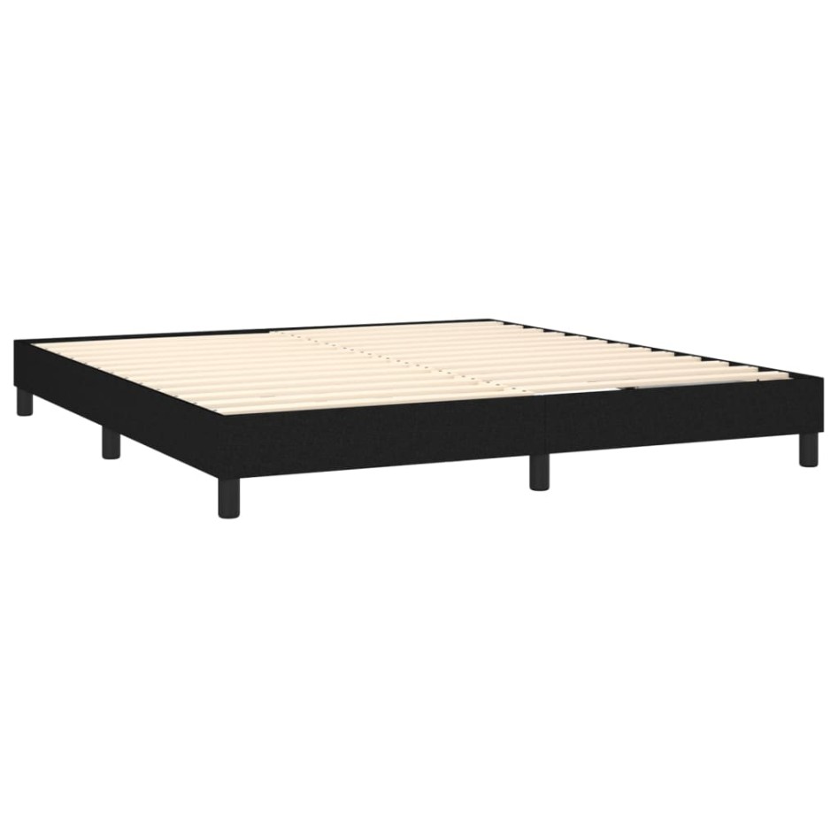 Cama box spring con colchón LED tela negro 180x200