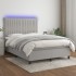 Cama box spring colchón y luces LED tela gris claro 140x190