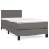 Cama box spring con colchón cuero sintético gris 80x200