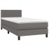Cama box spring con colchón cuero sintético gris 80x200