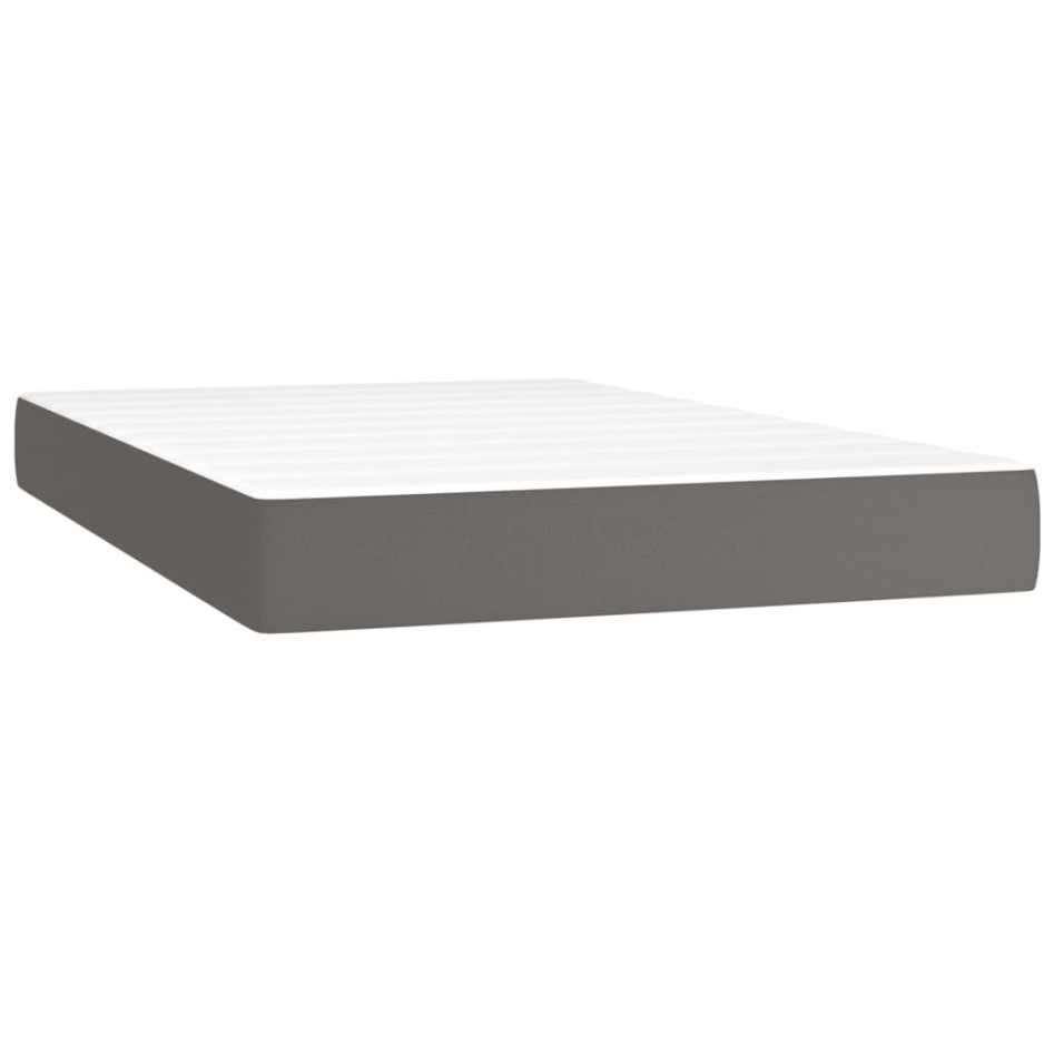 Cama box spring con colchón cuero sintético gris 120x200