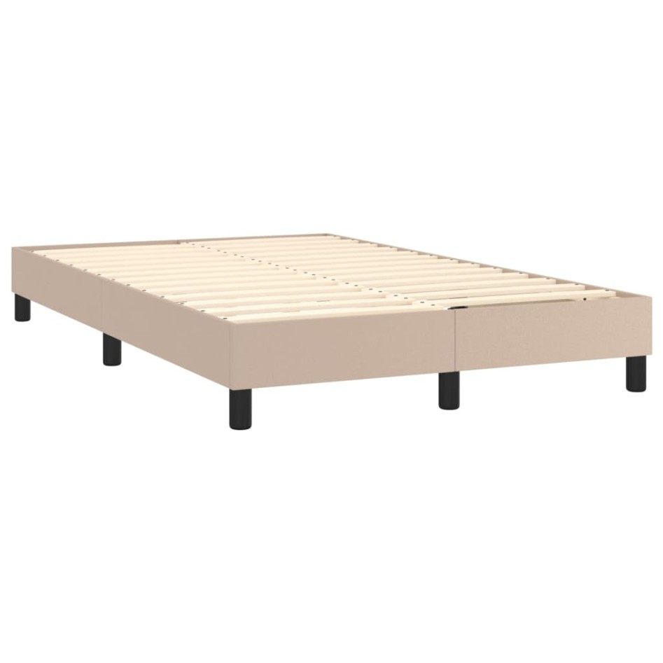 Cama box spring con colchón cuero sintético capuchino