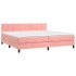 Cama box spring con colchón terciopelo rosa 200x200