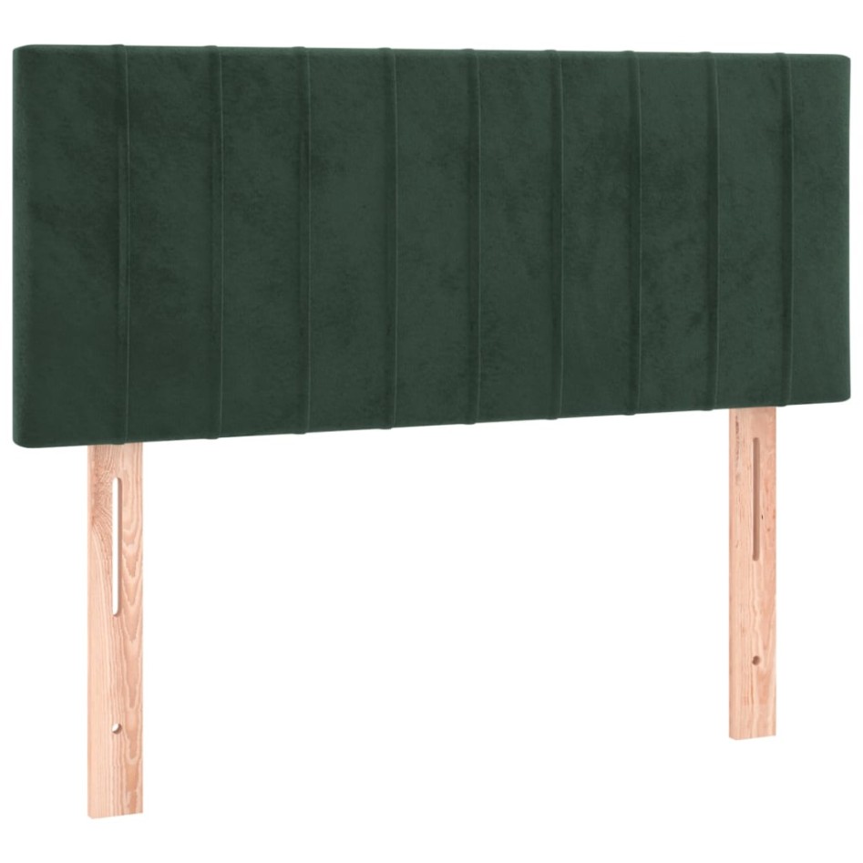 Cama box spring con colchón terciopelo verde oscuro 90x200