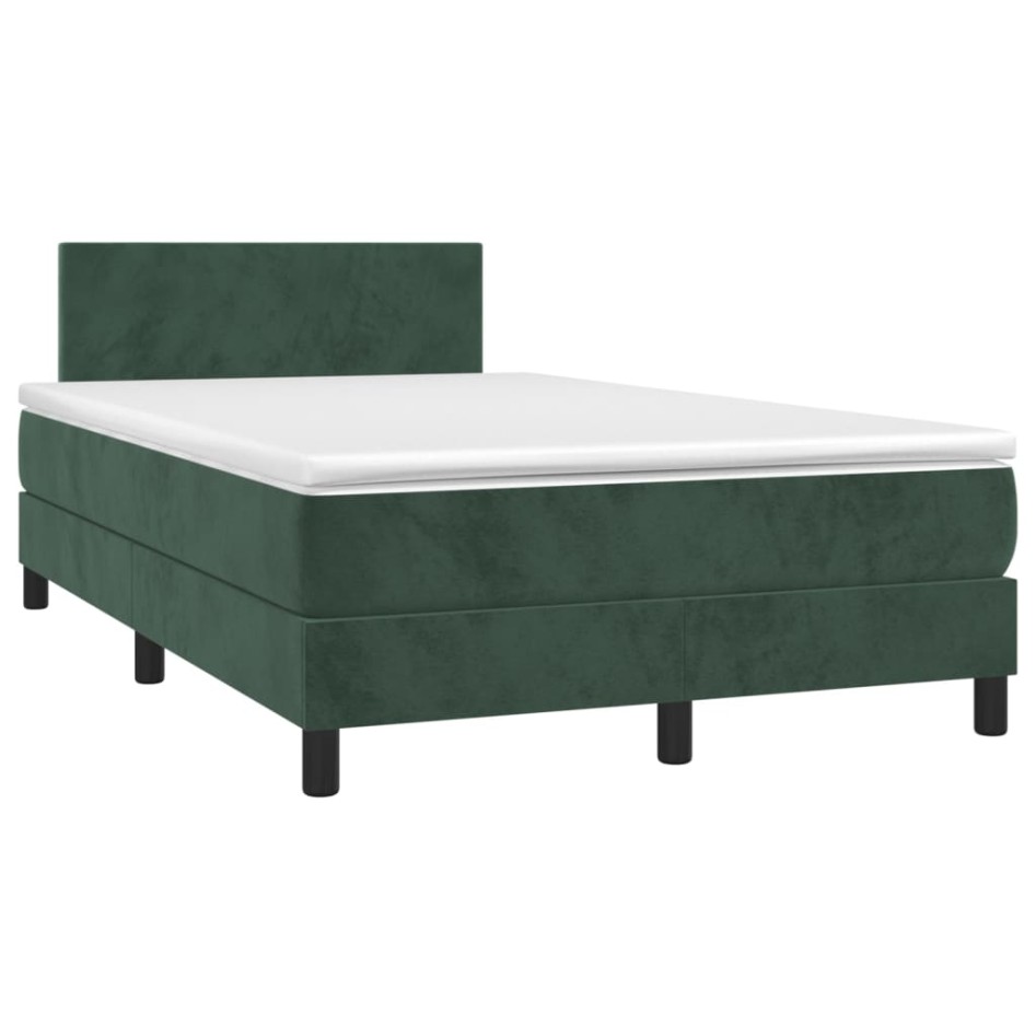Cama box spring con colchón terciopelo verde oscuro 120x200