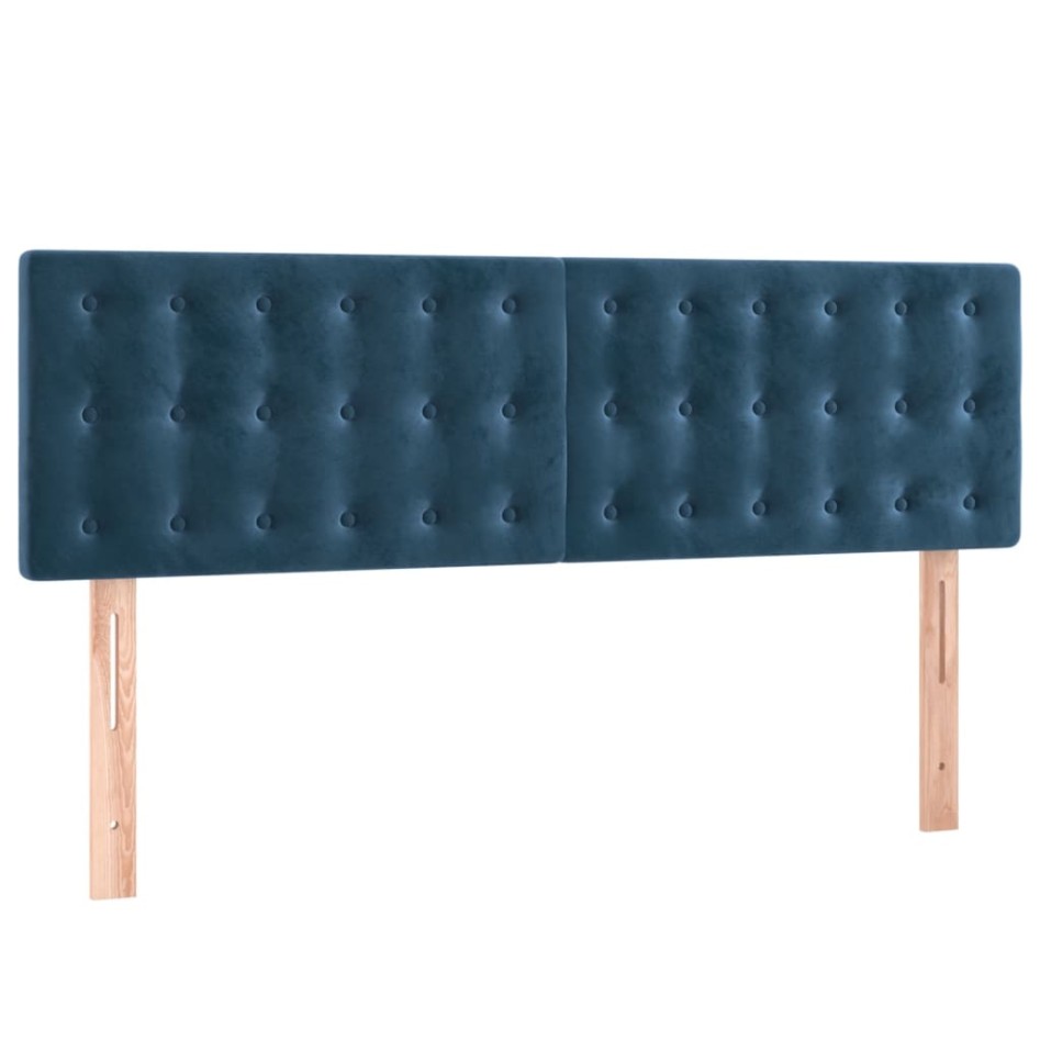 Cama box spring con colchón terciopelo azul oscuro 140x190