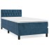 Cama box spring con colchón terciopelo azul oscuro 100x200