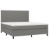 Cama box spring con colchón tela gris oscuro 160x200