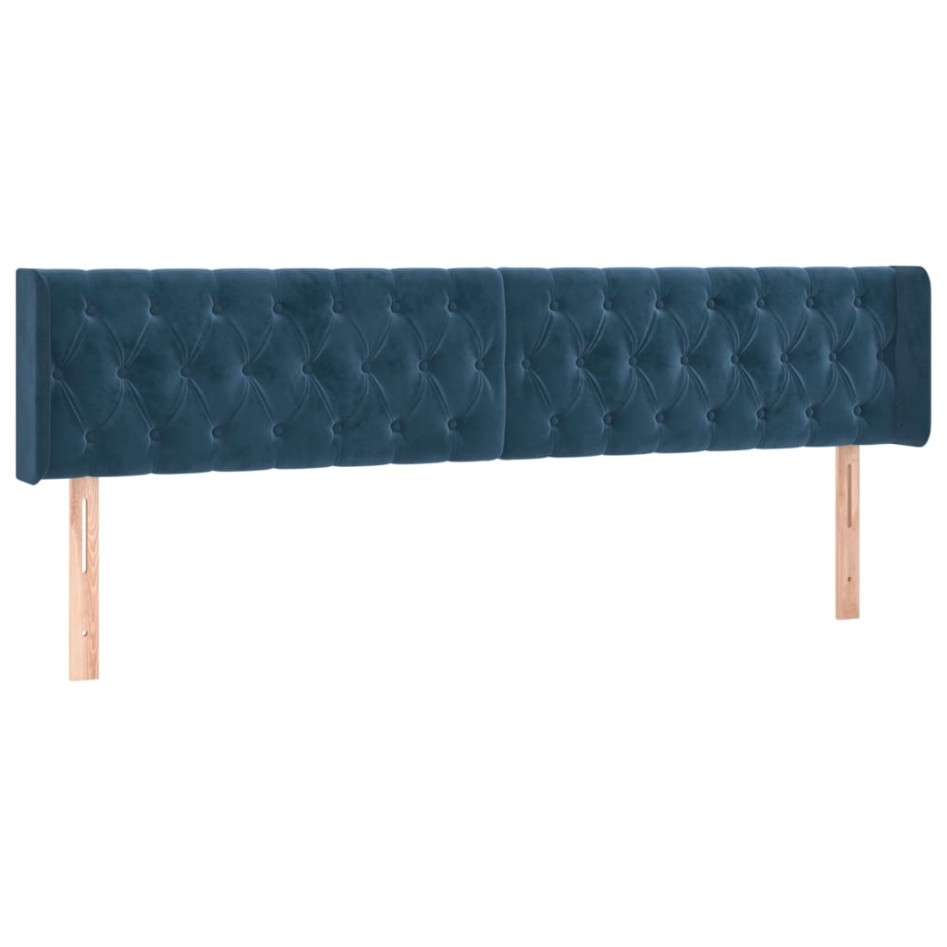 Cama box spring con colchón terciopelo azul oscuro 180x200